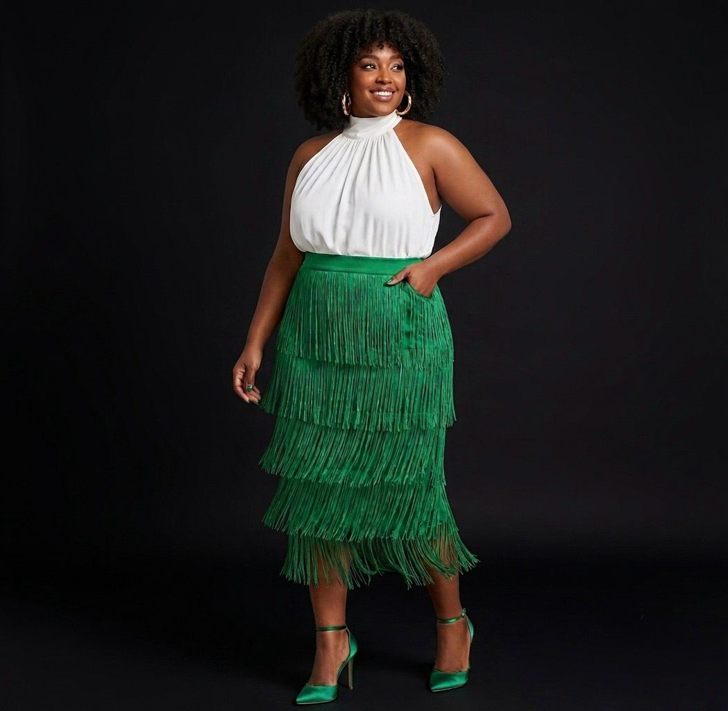 Holiday Green Tassel Skirt