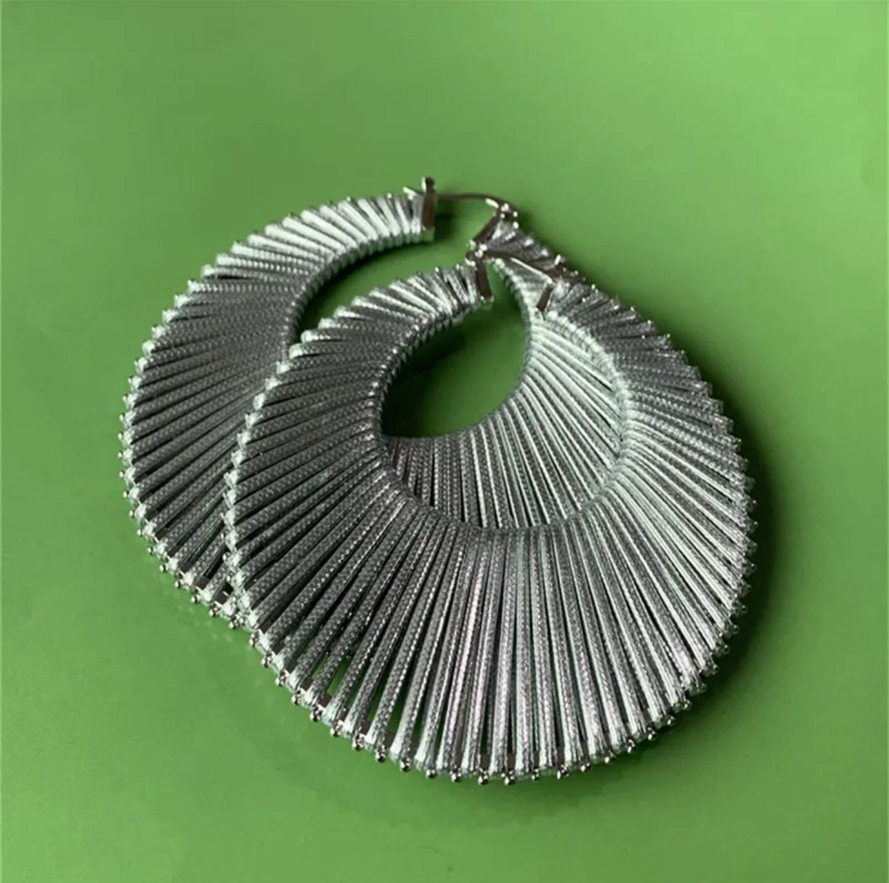 Silver Faux Leather Hoops