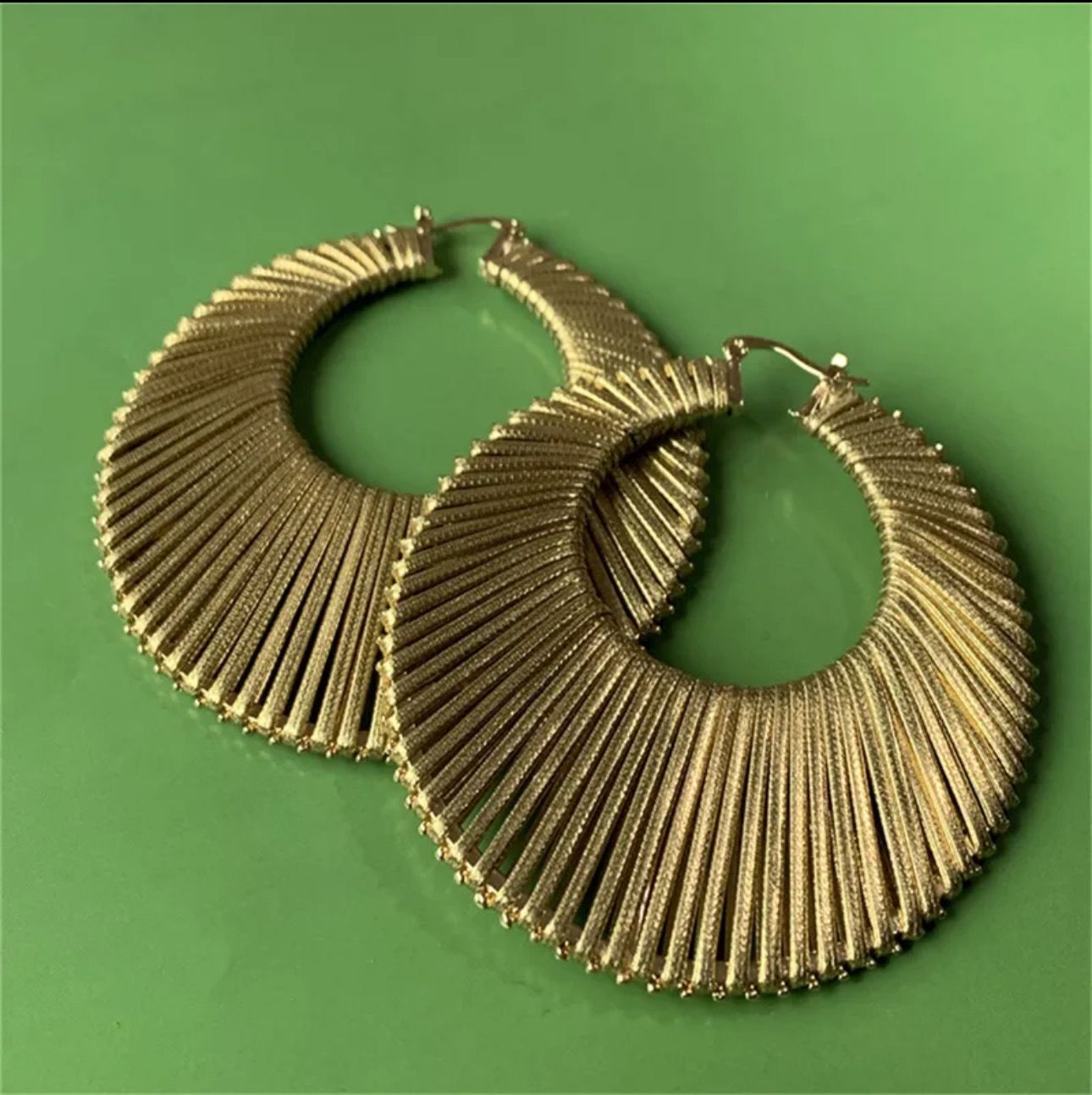 Gold Faux Leather Hoops