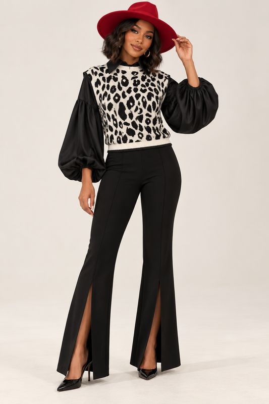 Leopard Cap Sleeve Sweater