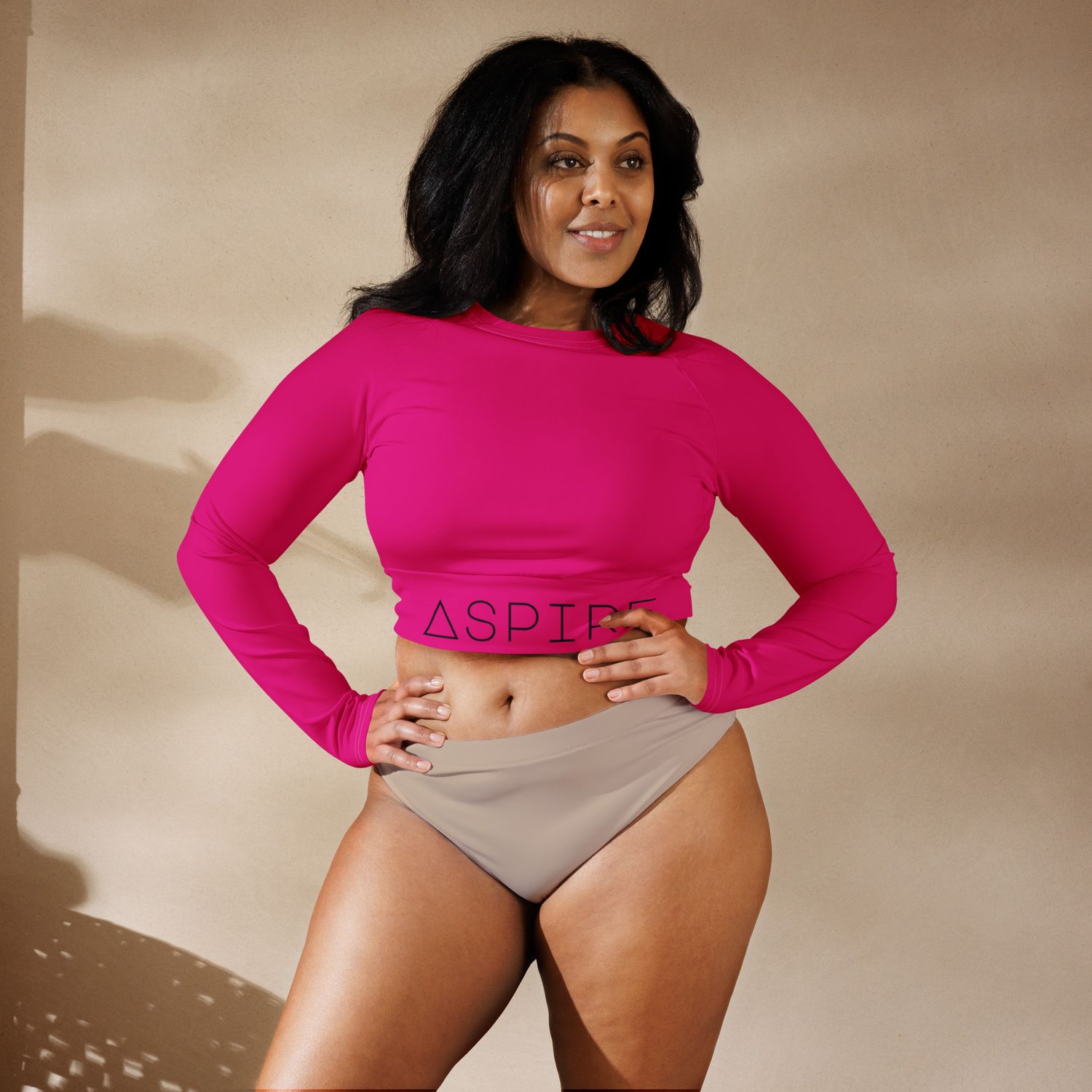 Violet Pink long-sleeve crop top
