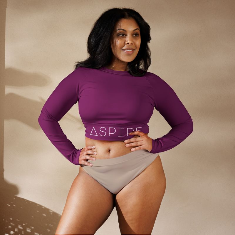 Eggplant Recycled long-sleeve crop top