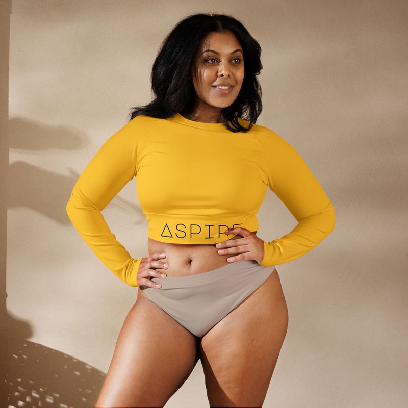 Yellow Recycled long-sleeve crop top