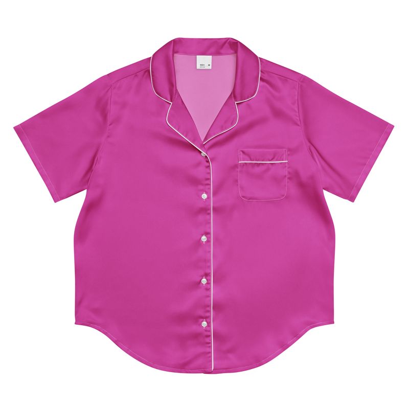 Magenta All-over print women’s short sleeve pajama top