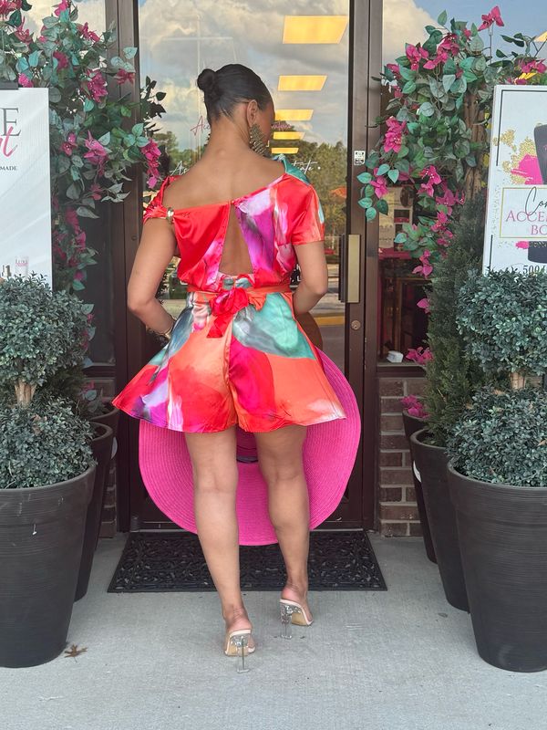 Uptown Floral Satin Romper