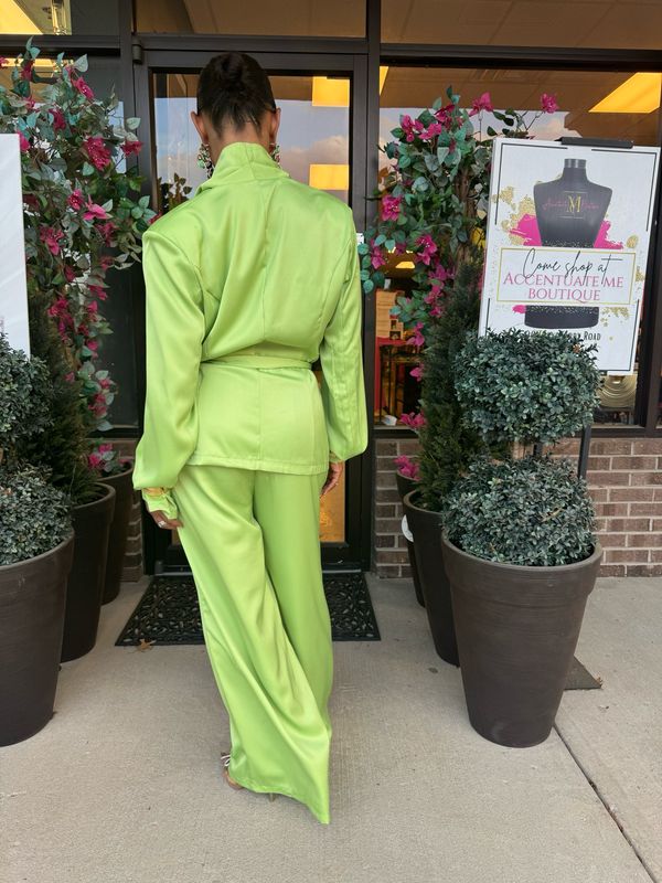 Apple Green Satin Suit
