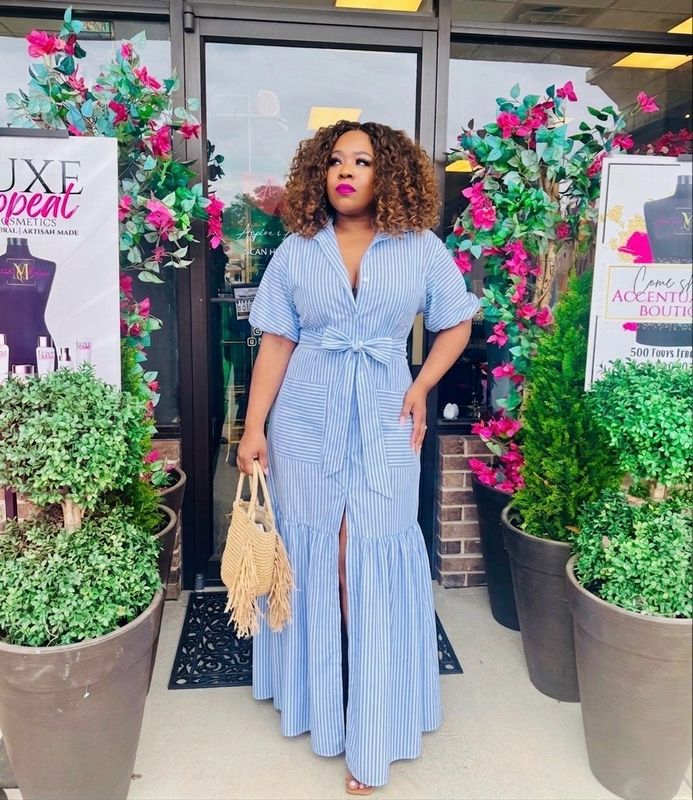 Baby Blue Striped Maxi