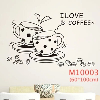 สติ๊กเกอร์ติดผนัง Wall Sticker สติ๊กเกอร์ ร้านค้าต่างๆ กาแฟ เสื้อผ้า หนังสือ แต่งร้านกาแฟ Coffee Shop Decoration