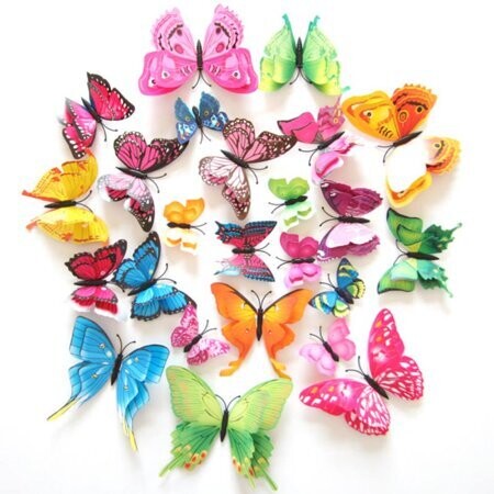 ผีเสื้อ 3มิติ สติ๊กเกอร์ Butterfly Sticker 3D สติ๊กเกอร์แต่งบ้าน แต่งร้านค้า แต่งร้านกาแฟ Home Decor DIY
