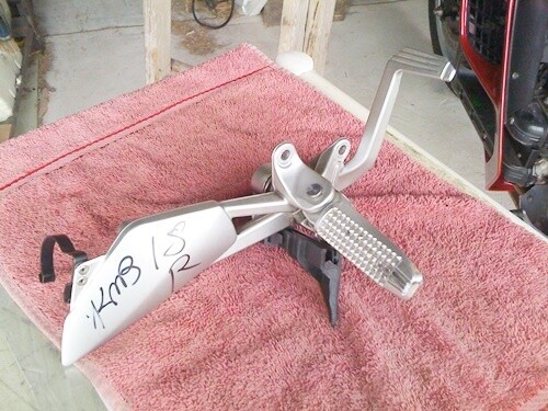 K1200S; K1300S Right Rider&#39;s Foot Peg Plate, Peg and Brake Lever. (W-4)