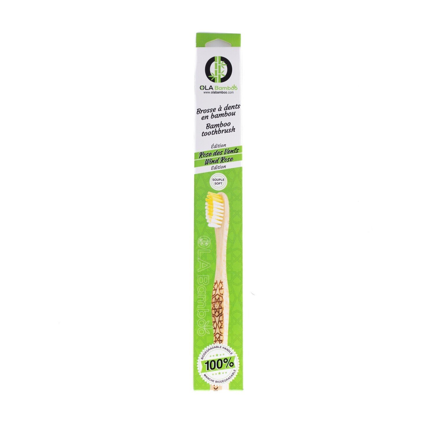 Brosse à dents adulte - Rose des vents jaune
