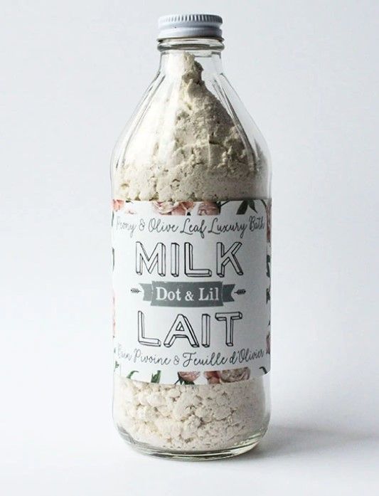 Bouteille lait de bain - Pivoine &amp; Feuille d&#39;olivier - Dot &amp; Lil