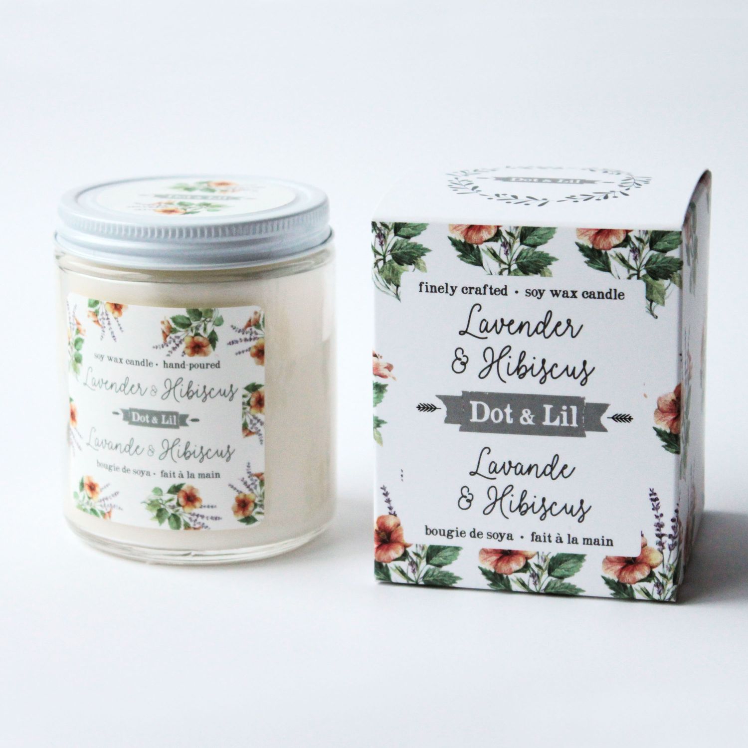 Chandelle 50h - Lavande &amp; Hibiscus - Dot &amp; Lil