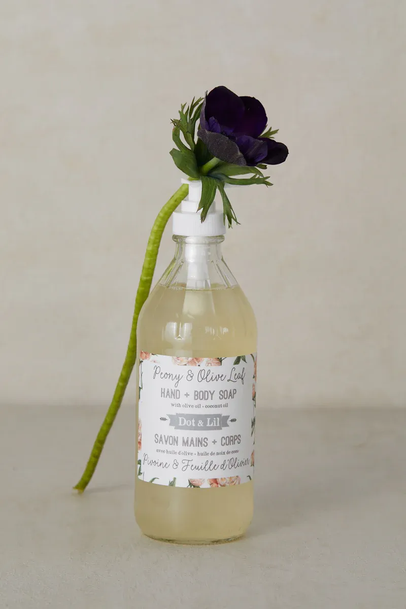 Gel douche &amp; mains - Pivoine &amp; Feuille d&#39;olivier - Dot &amp; Lil