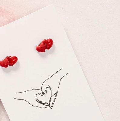 Clous - Double cœurs rouges  / Nalo Polymer