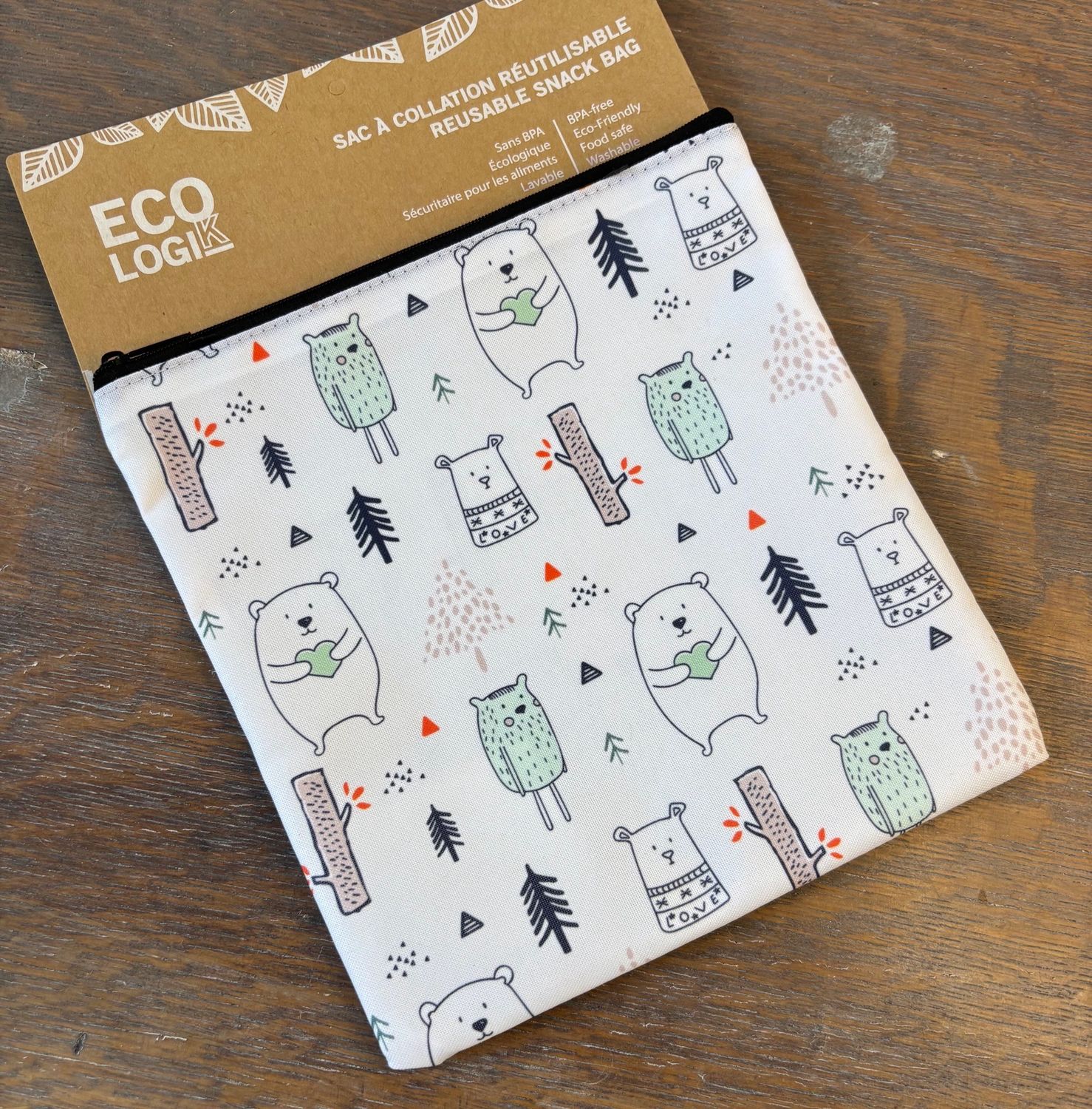 Sac à lunch oursons (grand) - Éco Logik
