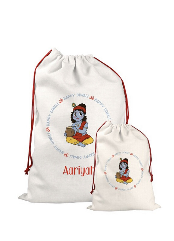 Personalised Krishna Diwali Drawstring Bag