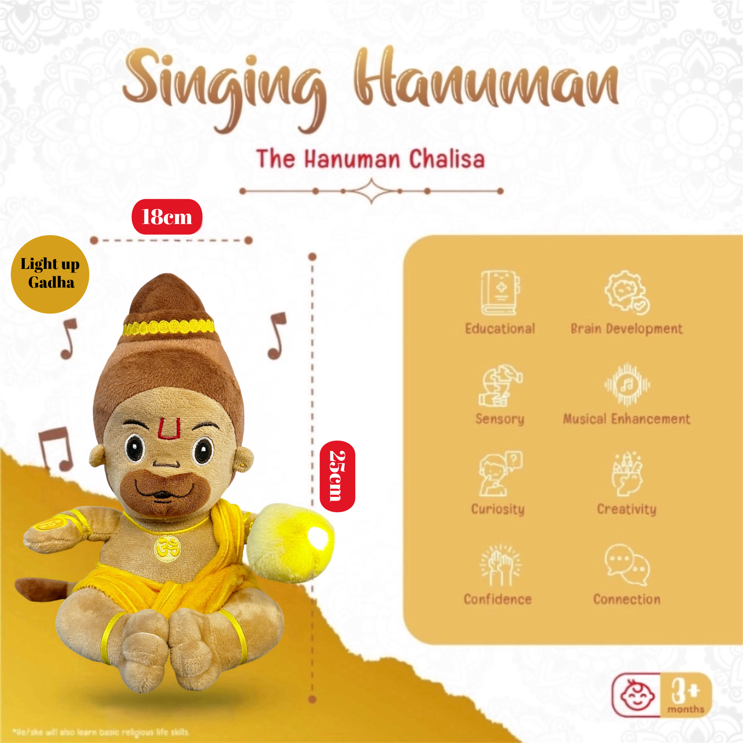 Hanuman Light up Gadha - Singing Full Hanuman Chalisa & Hanuman Mini Book of Wisdom