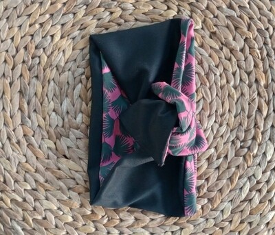 COROLLA fascia a turbante, con ferretto modellabile cotone pesante nero operato / viscosa ciclamino fiori neri 
