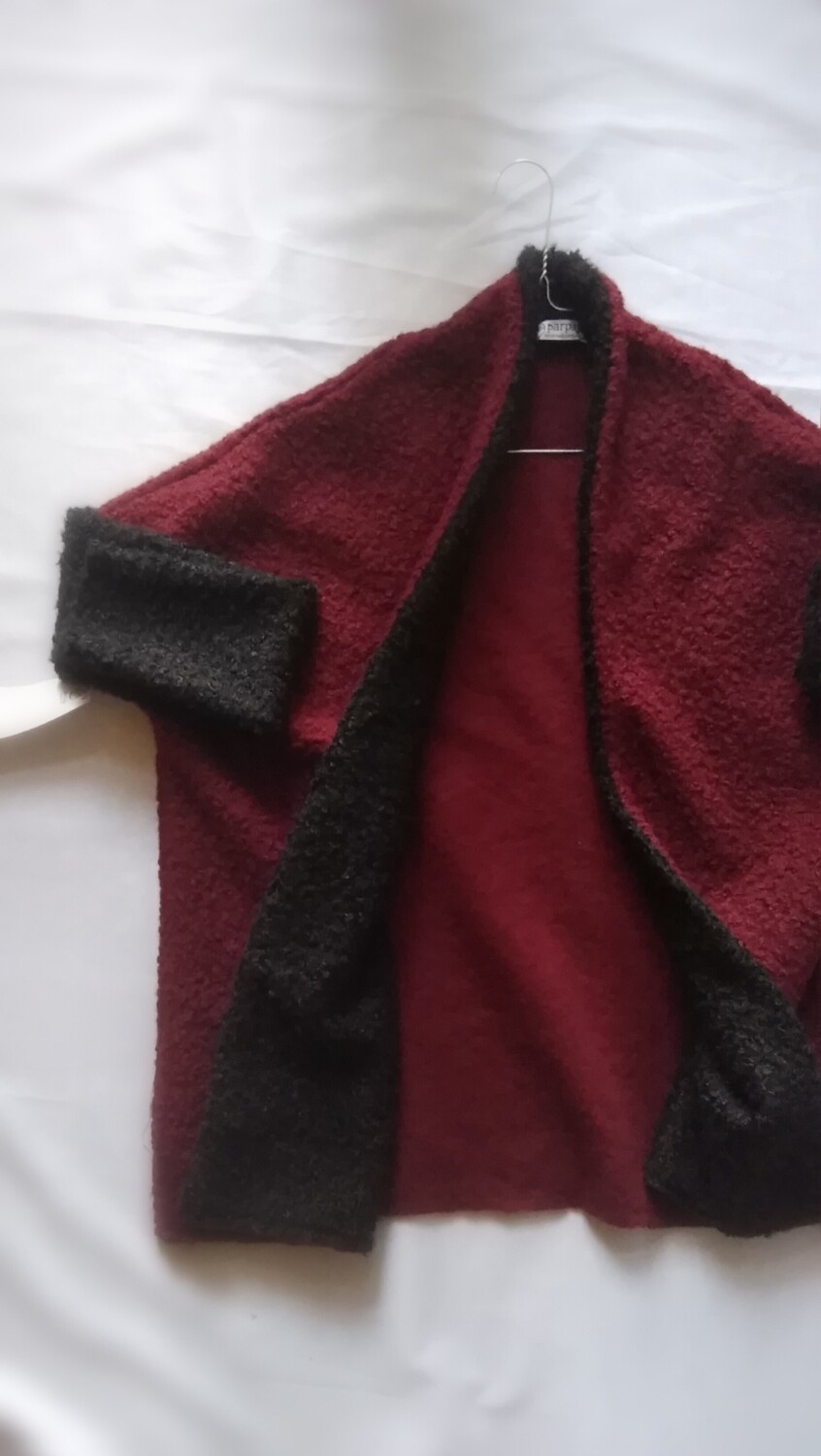 ACERO cardigan / cappottino leggero in tessuto ricciolino bicolor bordeaux/nero 
