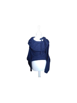 METAMORFOSI maglia in cotone blu, indossabile in tre modi differenti. (disponibile in altri colori) 
