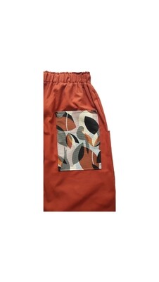 MAGNOLIA pantaloni cropped con tasche (lunghezza 70 cm) color arancio bruciato, tasca pappagallo, arricciati in vita - taglia unica