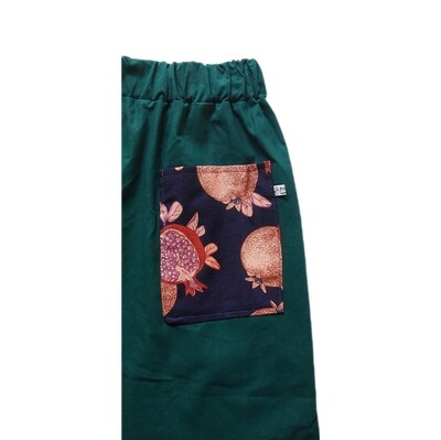 MAGNOLIA pantaloni cropped con tasche (lunghezza 70 cm) color ottanio, tasca melagrana, arricciati in vita - taglia unica