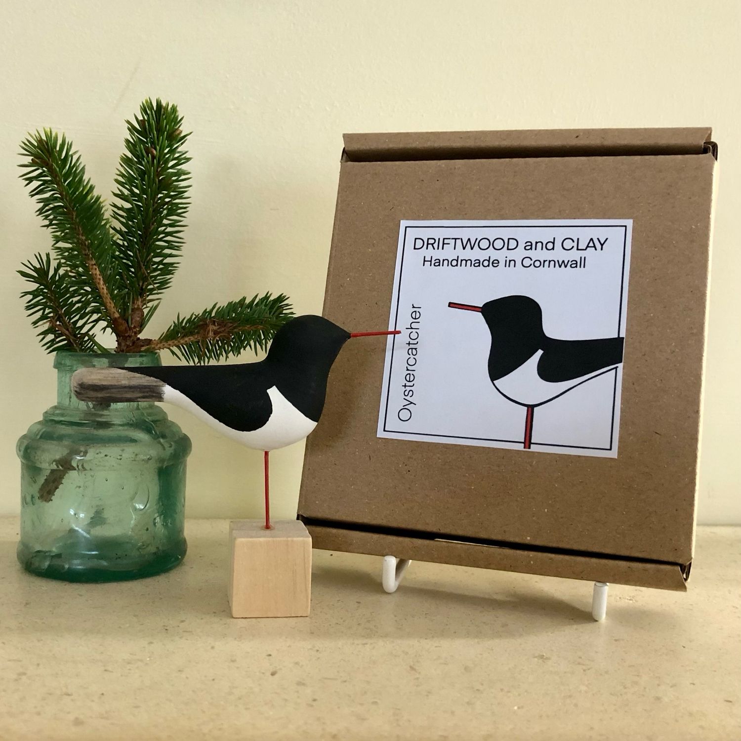 Oystercatcher Driftwood  and Clay Sculpture In Box