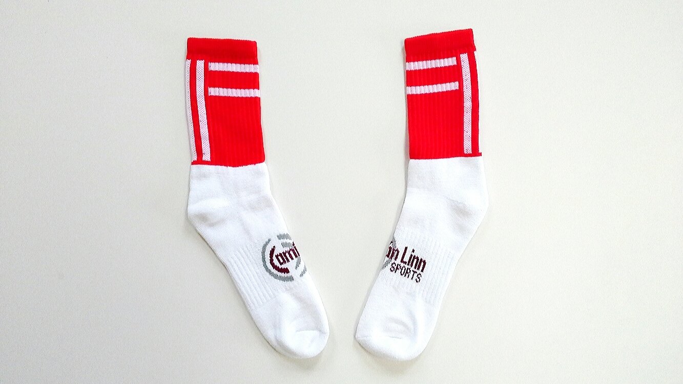 X Small Midi Socks - Red and White