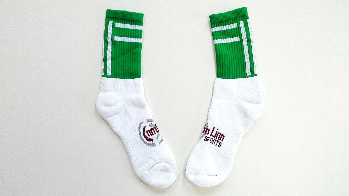 Large Midi Socks - Green and White