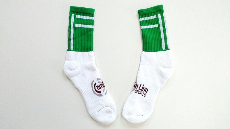 X Large Midi Socks - Green and White