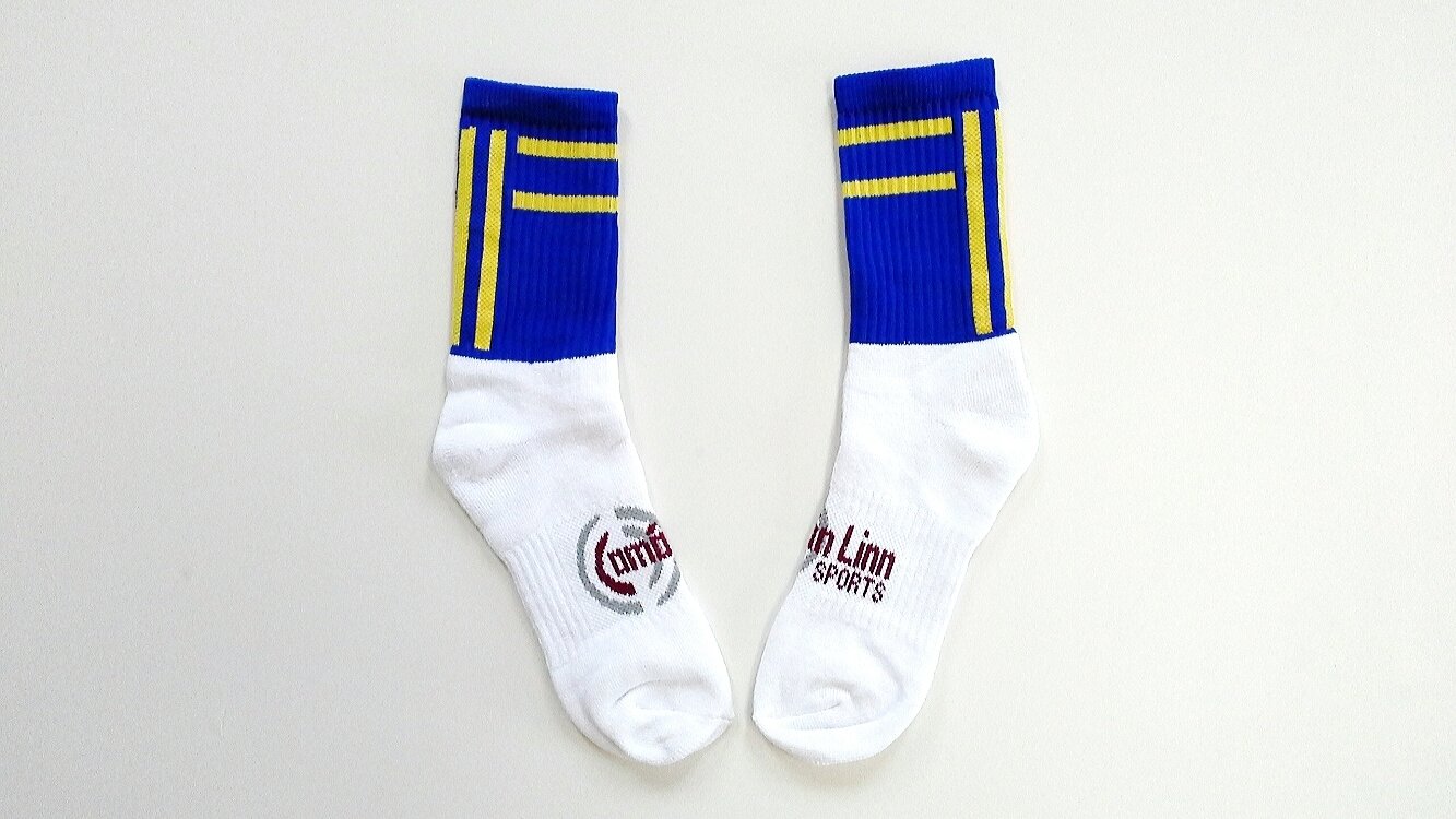 X Large Midi Socks - Blue and Yellow