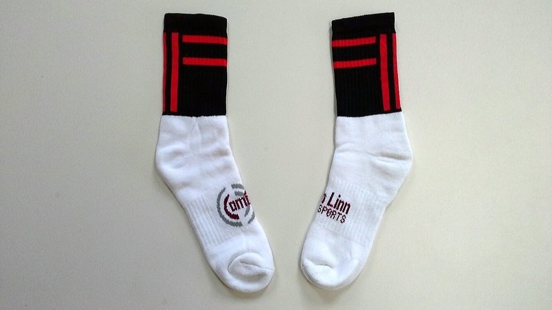 X Large Midi Socks - Black and Red