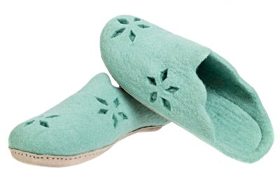 Wool Slippers Cut Ornament Mustard