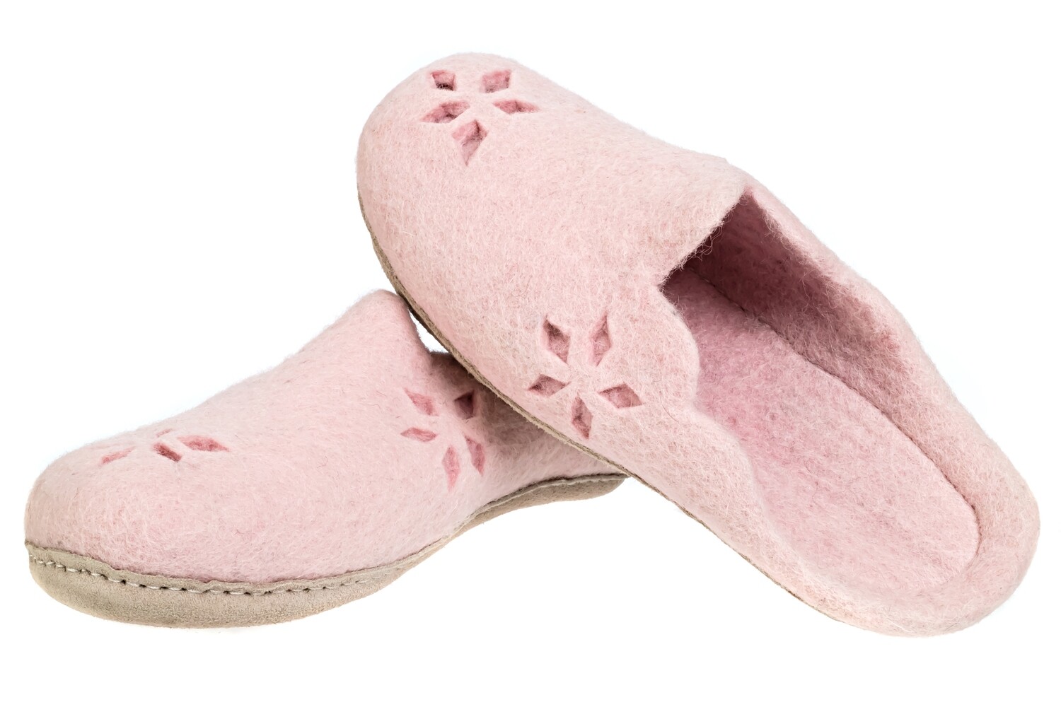 Wool Slippers Cut Ornament Pink