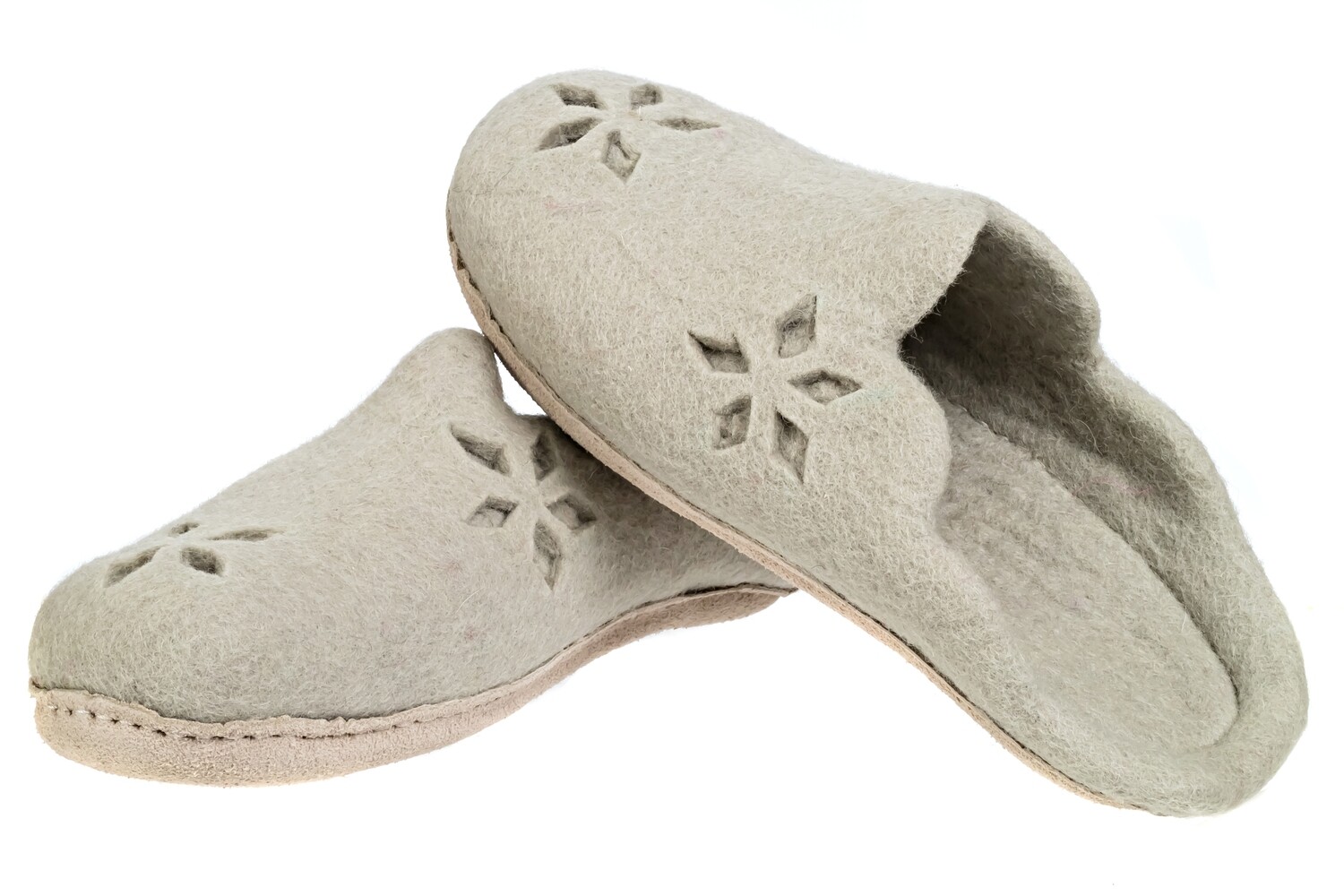Wool Slippers Cut Ornament Grey