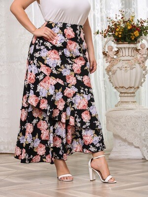 Plus floral ruffle skirt XL
