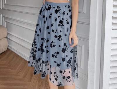 Floral mesh overlay skirt 
SM