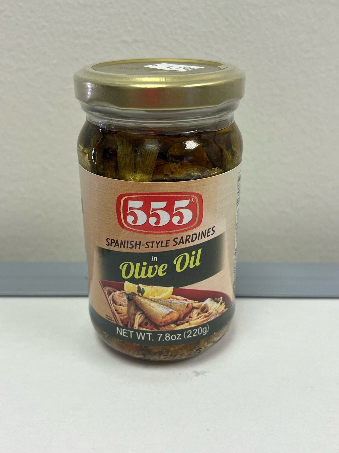 555 Spanish style sardines in olive oil bottle