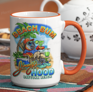 Mug Beach Bum, Orange handle/rim