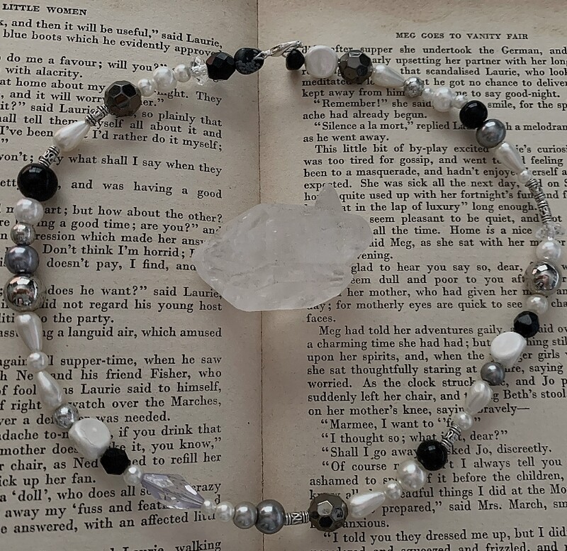 Snowflake Obsidian Moon Necklace