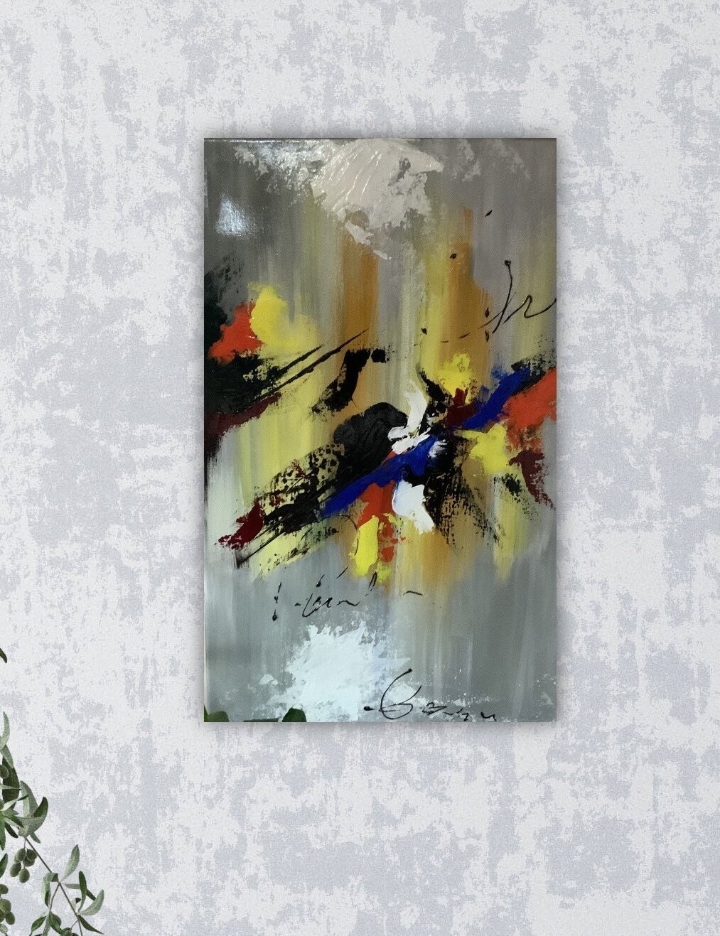 Silver/Yellow Abstract