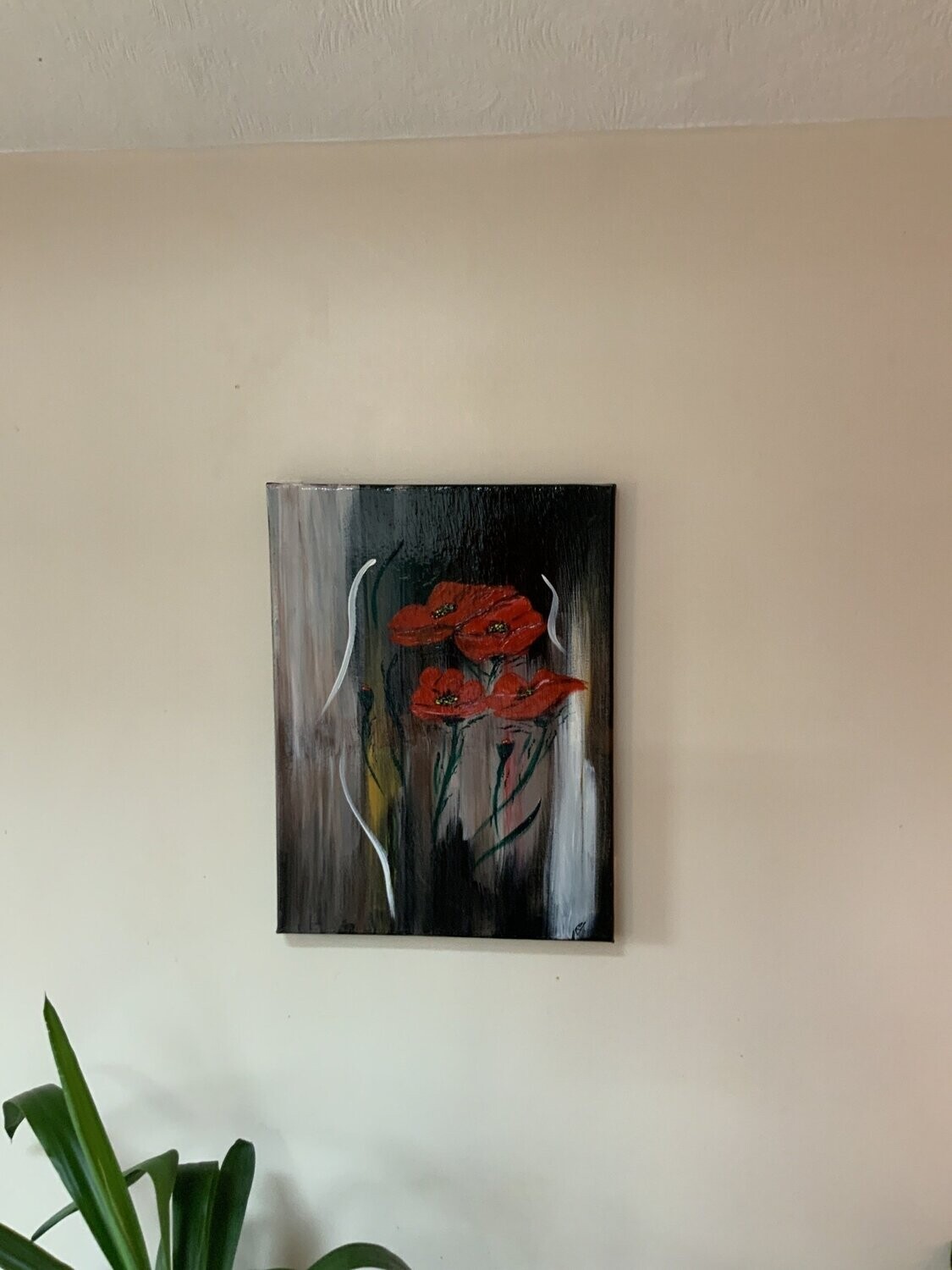 Red Poppies on Brown Background
