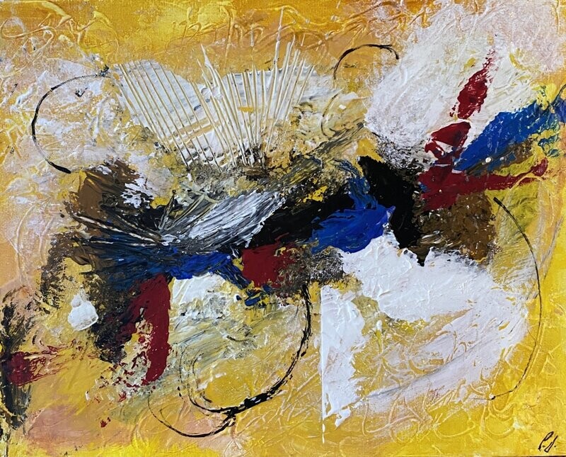 Yellow, Black & White Abstract