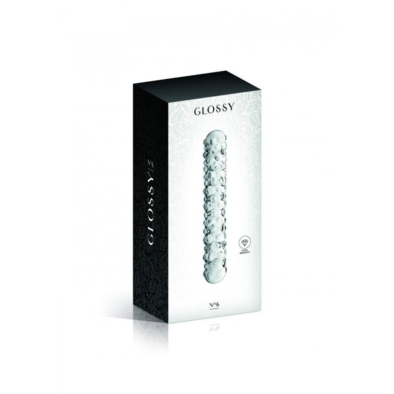Gode en verre transparent perlé n°6