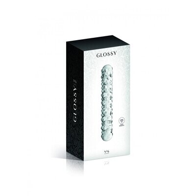 Gode en verre transparent perlé n°6