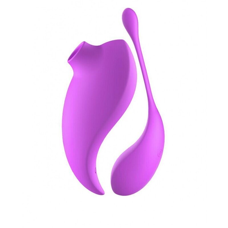 Vibromasseur à succion clitoridien avec son oeuf vibrant à distance violet ou turquoise