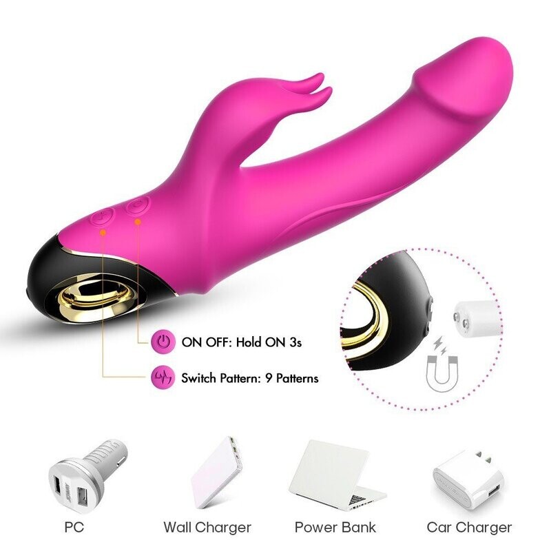 Vibromasseur Rabbit rose 9 modes de vibrations puissantes