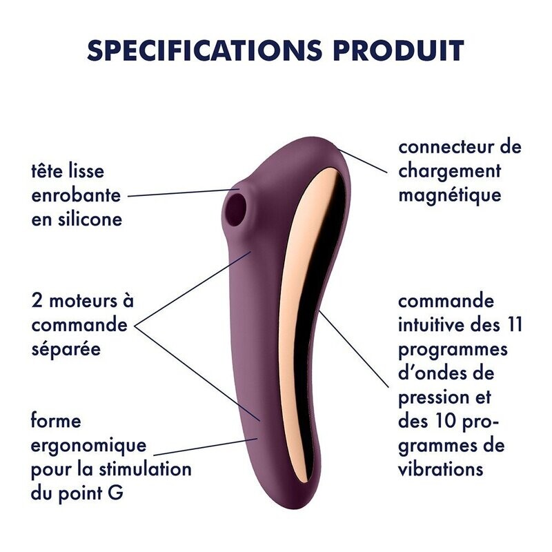 Stimulateur et Vibromasseur Satisfyer Dual Kiss - 3 COLORIS