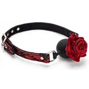 Baillon Boule avec Rose Bud Gag Noir ou rouge